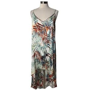 Ark and Co Tropical Palm Print High Low Sleeveless Maxi Dress Womens Large